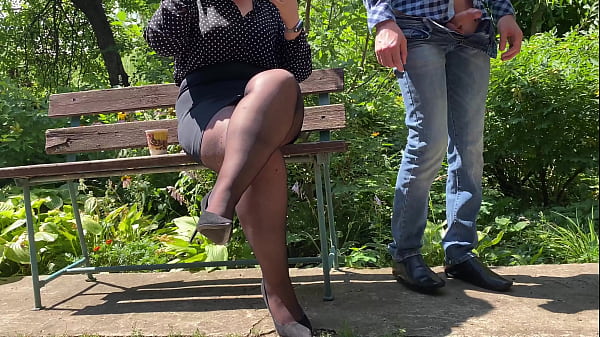 Colleague with adorable nymph legs gets a_load of cum instead of creamer for coffee_outside