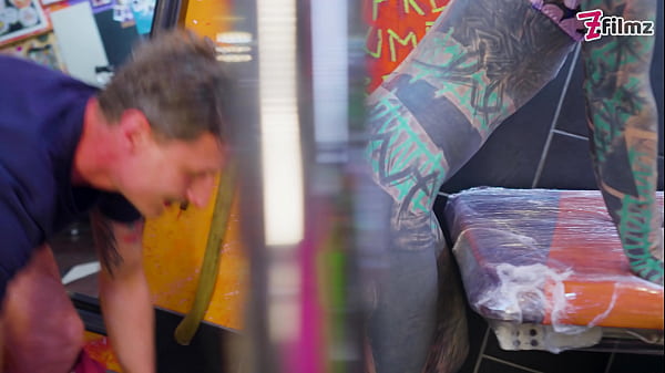 Pornstar tattoo artist gets assfucked from customer hard anal atm facial cumshoot 