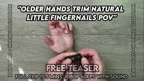 Older hands trim natural little fingernails pov 
