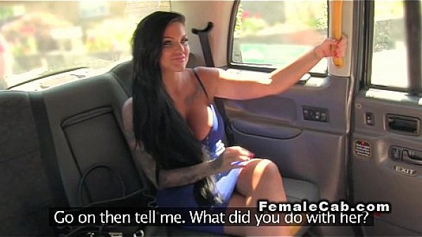 Ginger female fake taxi driver licks busty babe 