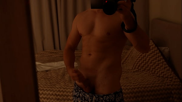 Fit guy couldn t_resist jerking off in front of the mirror after_visitingthe pool