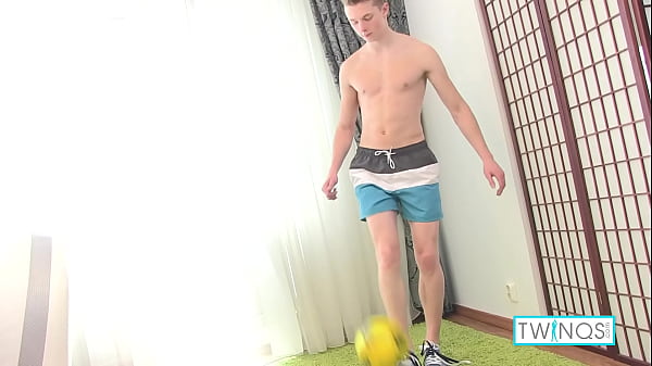 All that ball juggling must have made him horny! Hot blonde soccer Twink, Angel R, takes off his clothes and jerks off his stiff boner until he cums on his hand! Full Videos & More only at TwinQs.com! 