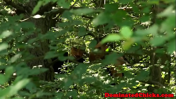 Busty slave bound and facialized_outdoors