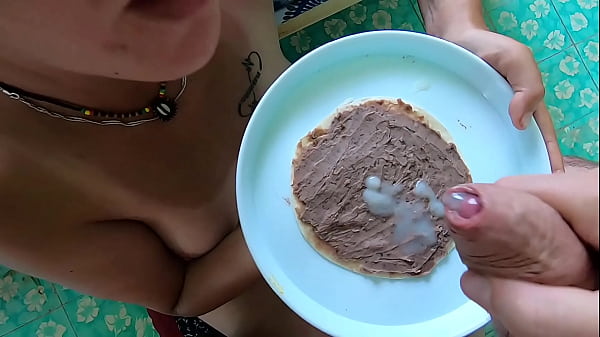 Girlfriend Eats A Tortilla With A Sticky Cumload On It thumbnail