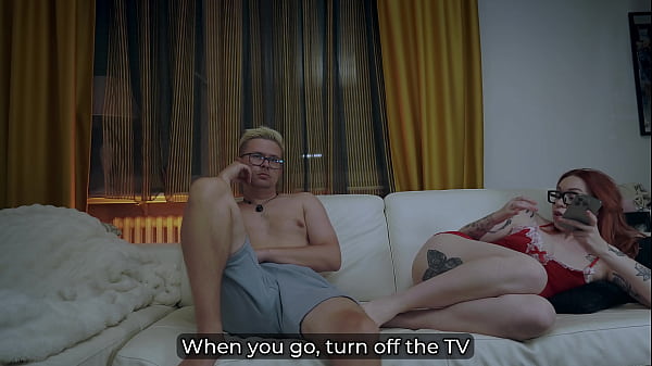 While dad was away redhead stepmom got fucked hard on the living room couch 