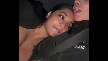 My busty wife gets horny in the car and gives me a blowjob while I'm driving - Yasmina Khan 