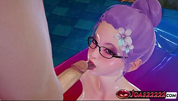 Hot Anime Girl Tsukiyama In The Pool Gives Two-Handed Handjob In Water, Frenulum Licking Fetish On Big Dick &_ Deepthroat Until Thick Cumshot &ndash_ Uncensored 3D Hentai