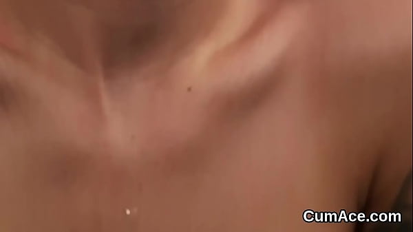 Foxy babe_gets jizz load on her face gulping all the semen