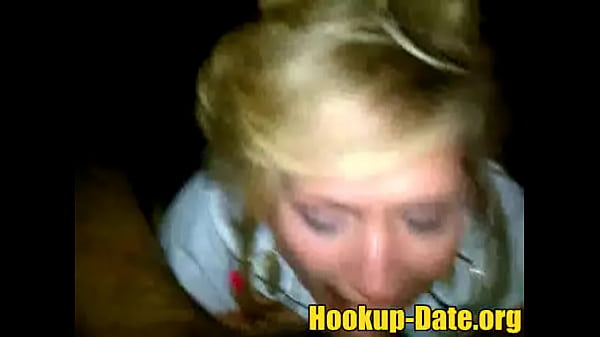 Cheating blonde amateur wife sucking a friend