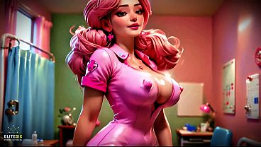Pink haired bimbo nurse vs patients fuck and blowjob 100% ai generated 4k 