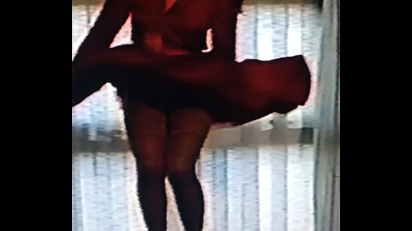 Dressed in red pleasing her boyfriend