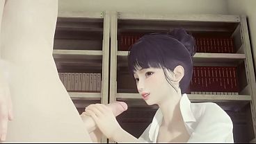Hentai Uncensored - Shoko jerks off and cums on her face and gets fucked while grabbing her tits - Japanese Asian Manga Anime Game Porn