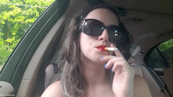 Sage eldritch red lipstick cigarette inhales & exhales