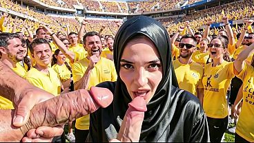 German football fan gangbanged by the opposite team - AI Interactive Video - free video