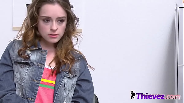 A petite_teen thief is sitting on a huge_dick to_earn her freedom