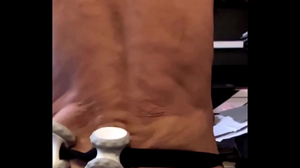 Slow Motion Muscle Roller Action Massage From Behind Nude and in light blue Underwear 