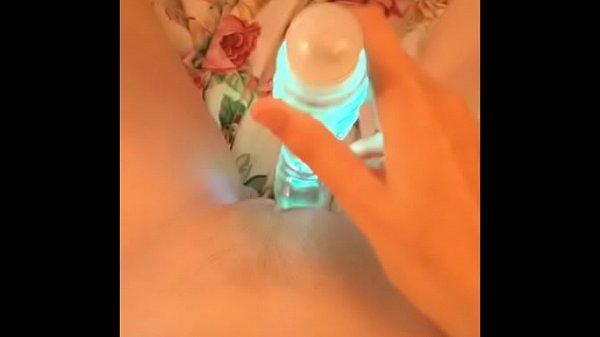 Masturbating and orgasm with light-up vibrator 