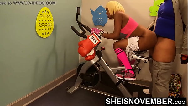 Hd deep old bbc anal fuck for young hot ebony whore girl sitting on exercise bike under view sheisnovember getting big butt fucking by workout coach screaming from anal sodomy by his horny big dick in her tiny booty hole by msnovember