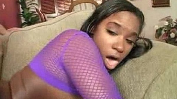 Busty black girl anal fucked by a white cock