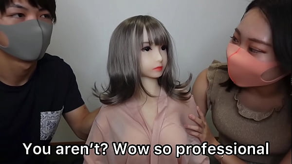 Japanese couple's first threesome teasing handjobs swinging hips in missonary position and cum w sex doll