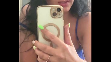Blue Lace Mirror Tease with My Squirt-Stained Mirror 