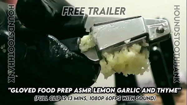 Gloved food prep asmr lemon garlic and thyme 