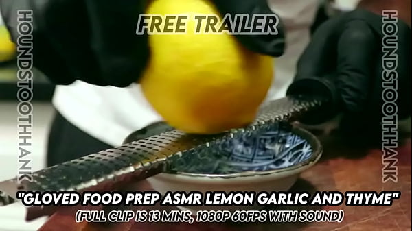 Gloved food prep asmr lemon garlic and thyme 