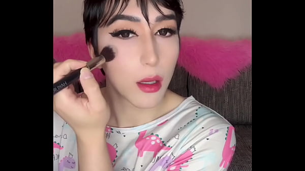 Sweet asian sissy feminization and make up 