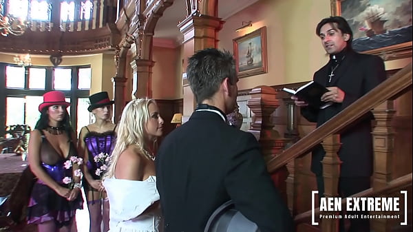 Play MP4 - Just married bride Savanah Gold fucked by her new hubby Steve Hooper while the officiating priest gets some pussy of his own