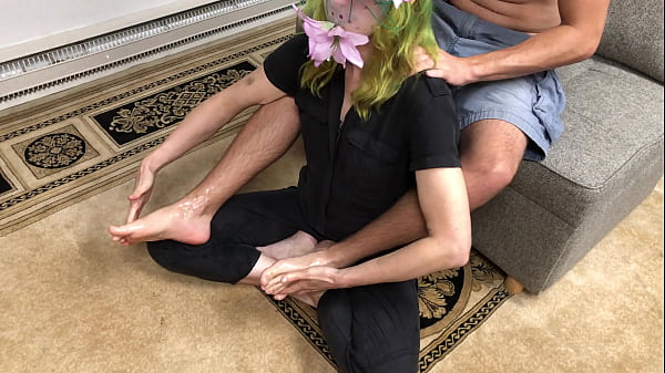 Woman giving foot job 