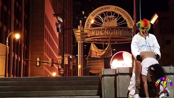 Gibby The Clown fucks Bratty Bae in downtown Atlanta 