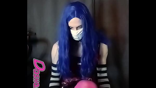 DashaNoihara #27 - Crossdresser playing with fan in light dress and color pantyhose - vertical shots 