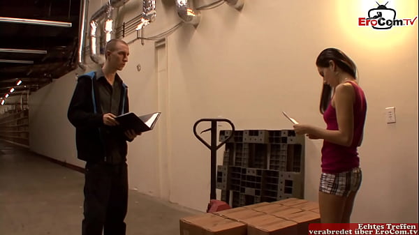 Play MP4 - Skinny brunette teen colleague with small tits at work