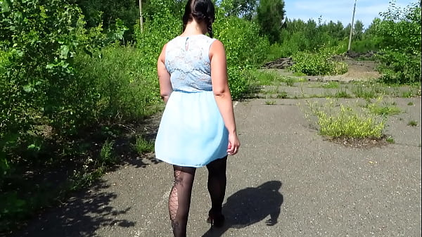 Play MP4 - A chubby milf in stockings loves to strip in public or go panties-free outdoors&period; Foot fetish and exhibitionism&period;