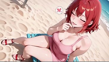 Sultry red haired beauty's seaside from kneeling suck to multiple cumshots inside 