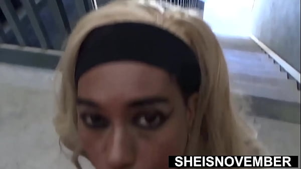 I'm giving step brother kneeling cum swallow after offering a blowjob then eating his cumshot ejaculation with big tits cleavage outdoor cute blonde ebony step sister sheisnovember mouth suck penis intense eye contact fauxcest by msnovember