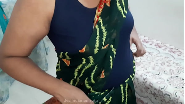 Desi Sexy Hot Cute Indian BhabhiWearingDark Green Saree
