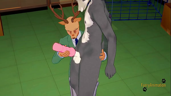 Play MP4 - Beastar Yaoi - Louis masturbates Legosi and gets cum on his face then fucks him with creampie