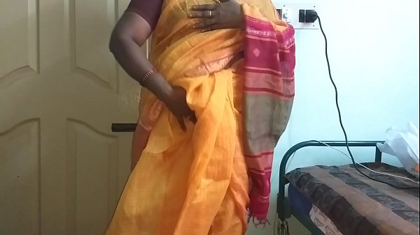 Play MP4 - desi  indian horny tamil telugu kannada malayalam hindi cheating wife vanitha wearing orange colour saree  showing big boobs and shaved pussy press hard boobs press nip rubbing pussy masturbation
