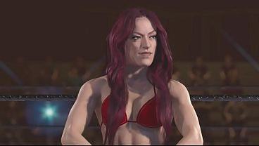 Red head wrestler in a bikini