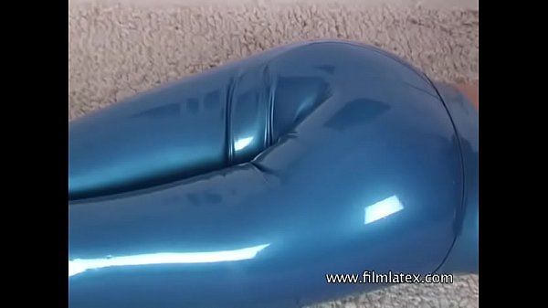 Catalina BlackLatex Midriff Blue Latex Pants