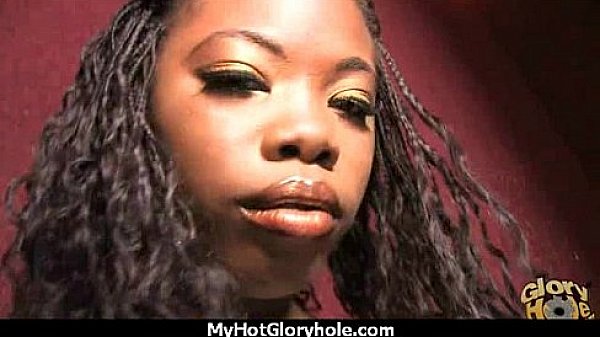 Ebony teen cleaning all the cocks at gloryhole 15 