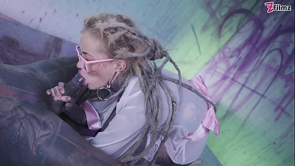 Play MP4 - Glasses and Buttplug Tattooed TEEN Riding a Tattooed Dick Fucking DP Facial