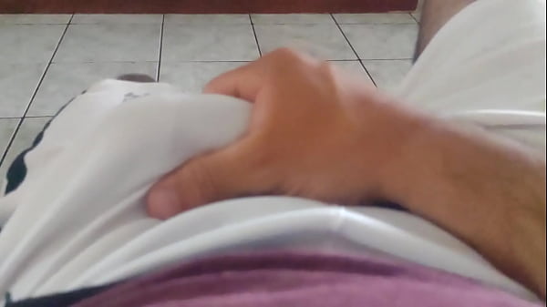 Play MP4 - massage my cock using white shorts&comma; maybe you can see the head of my cock