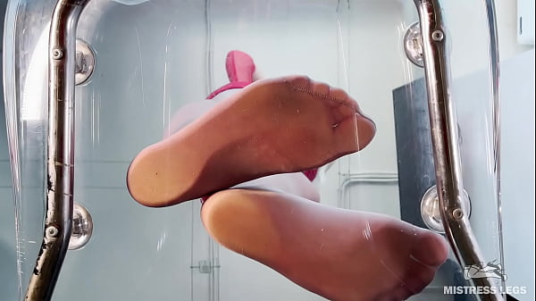 My nylon feet in POV view angle from under my nylon feet 