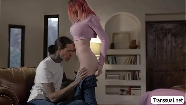 Horny stepbro is on the couch reading some books and his TS Stepsister arrives and he gets horny.He starts kissing her and he then throats her hard shecock.In return,he lets her throat his hard big cock too before he fucks her ass so hard. 