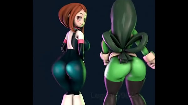 Uraraka and Tsuyu shaking their ass by Legoguy9785
