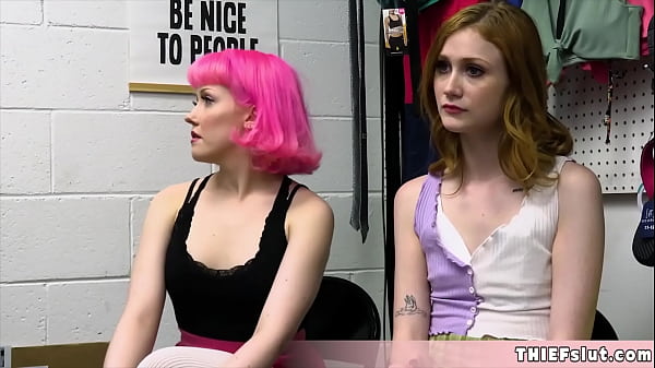 Threesome rough fuck with cute thief chicks