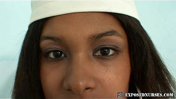 Black nurse Manuela speculum and dildo masturbation 