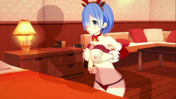 Re Zero Rem rides cock_and gets a creampie for_Christmas